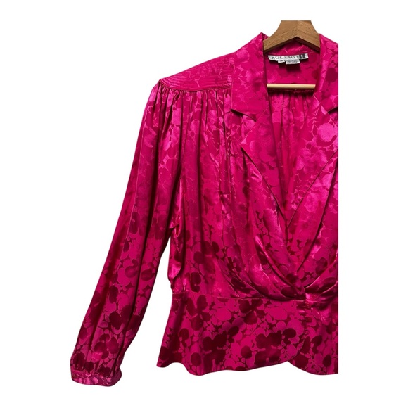 VTG 80s Argenti 100% Silk Pink Draped Blouse Top Womens Plus 18 Tailored - Picture 6 of 11